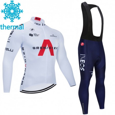 Radbekleidung Radtrikot Langarm + Lang Trägerhose 2021 Ineos Grenadiers Winter Thermal Fleece N004